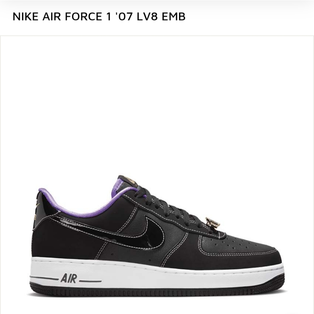 NIB Nike Air Force 1 '07 LV8 EMB World Champ Black and Purple Size 9 1/2